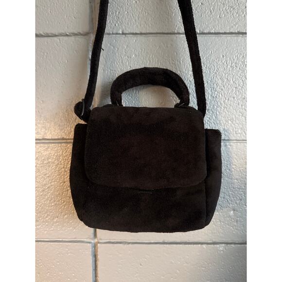 NWOT Women's Charles & Keith Loey Teddy Sherpa Top Handle Bag in Jet Black Boho - Picture 7 of 8